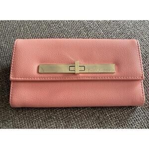 Enzo Angiolini Women's Faux Leather Wallet Salmon Color W/Gold Toggle Closure